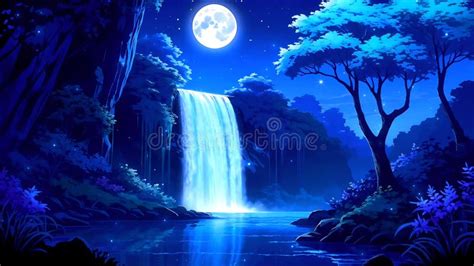 Ilustración de un jardín místico bajo la luz de la luna
