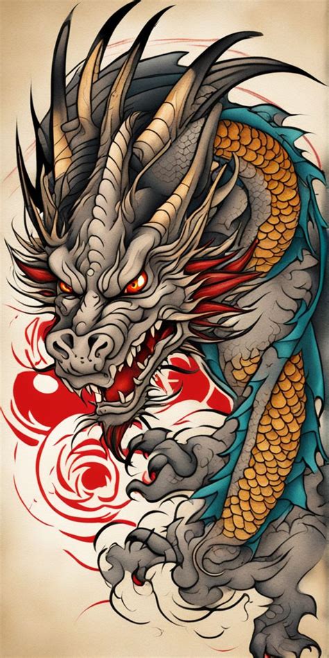 Representación artística de un dragón en estilo japonés