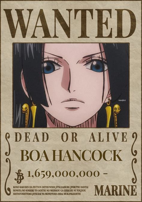 Ilustración de Boa Hancock con su recompensa