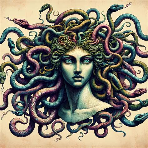 Ilustración de cabello manipulado como serpiente