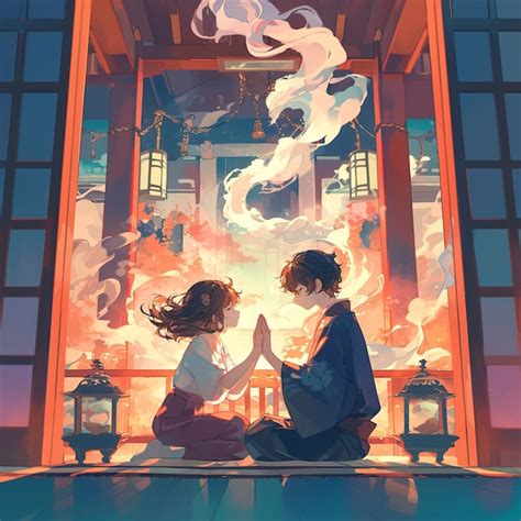 Pareja de hombres en estilo anime