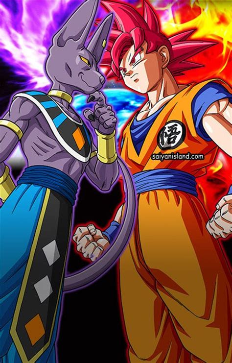 Ilustración de Bills y Goku Super Saiyajin Dios