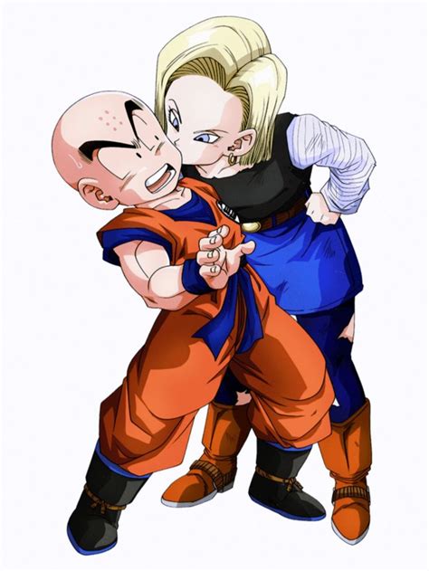 Krilin y Número 18 trabajando en equipo