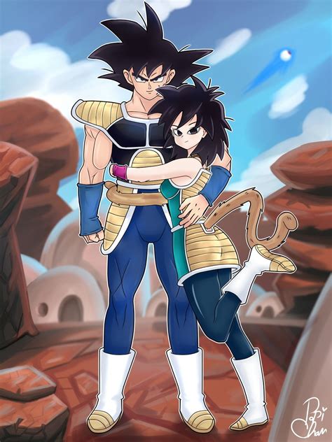 Bardock y Gine jóvenes entrenando juntos