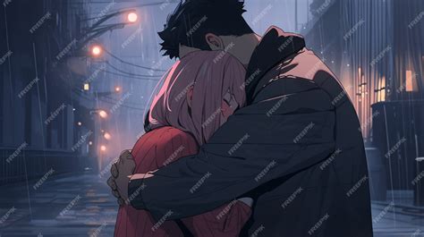 Personajes de anime abrazándose