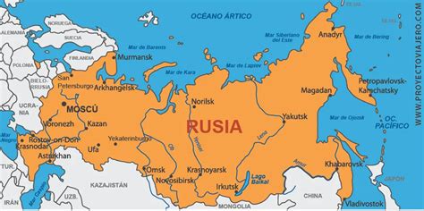 Mapa de Rusia con puntos que representan centros de poder político y económico