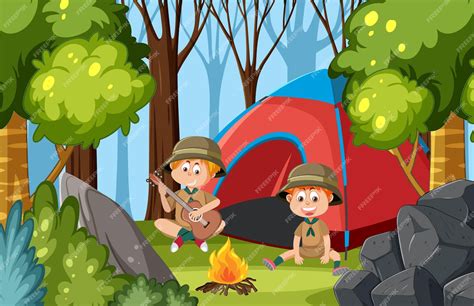 Mavis y Zera acampando en el bosque