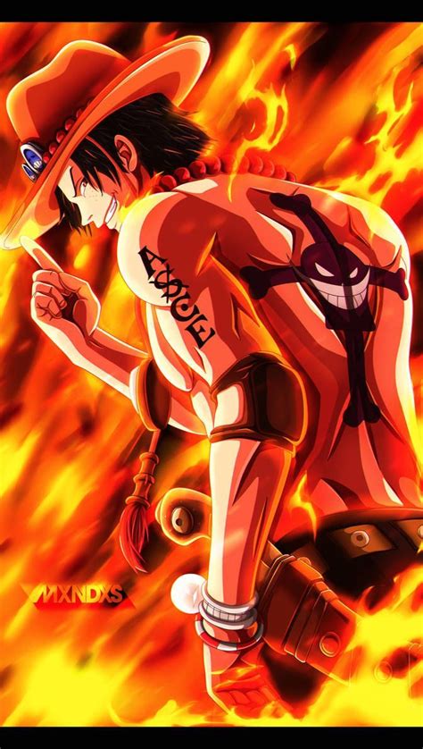 Tatuaje de Portgas D. Ace con su símbolo de fuego