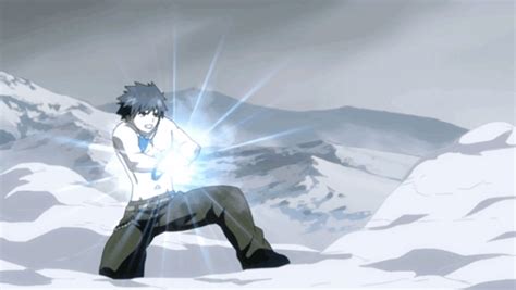 Gray Fullbuster usando su magia de hielo