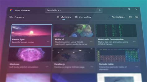Interfaz de Lively Wallpaper mostrando opción para añadir fondo de pantalla