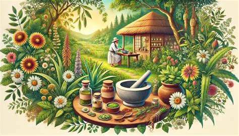 Ilustración de plantas medicinales utilizadas en la medicina tradicional