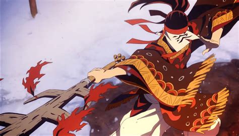Yoriichi practicando la Danza del Dios del Fuego