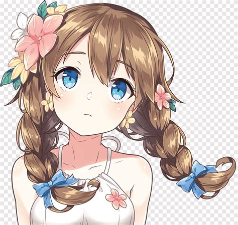 chica anime con trenzas