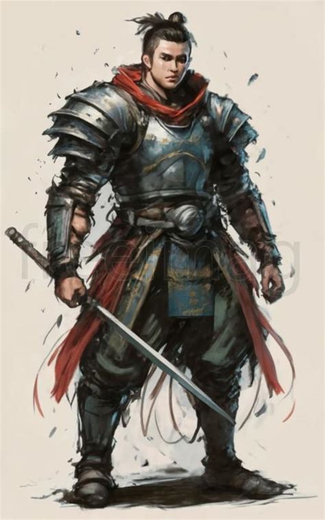 Ilustración de Amidamaru con su armadura de samurái