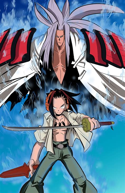 Yoh Asakura y Amidamaru fusionados en combate