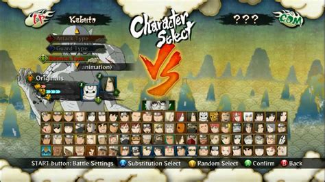 Tabla comparativa de personajes jugables en Naruto Shippūden: Ultimate Ninja Storm 3