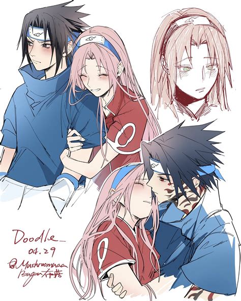 Sasuke y Sakura jóvenes en Konoha