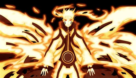 Ilustración de Naruto usando el Modo Chakra Nueve Colas