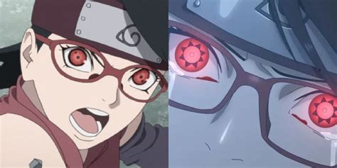 Sarada Uchiha con su Mangekyou Sharingan