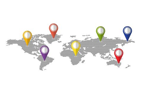 Mapa del mundo con puntos de envío