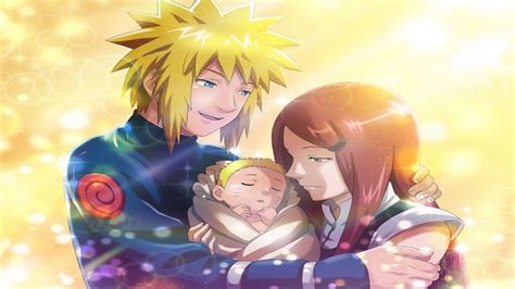 Minato y Kushina con el bebé Naruto