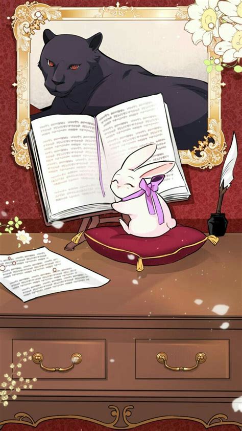 ilustración de un conejo y una pantera negra en estilo manhwa
