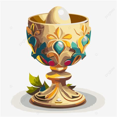 Ilustración de un cáliz medieval con una pastilla cayendo en él