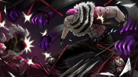 Ilustración de Charlotte Katakuri en combate con Luffy