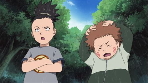 Shikamaru y Choji jugando de niños