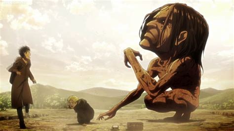 Eren Jaeger siendo atacado por el Titán Mandíbula