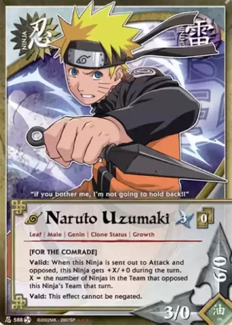 Ilustración detallada de Naruto Uzumaki en una carta