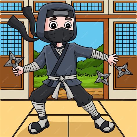 Diagrama de un ninja lanzando una shuriken