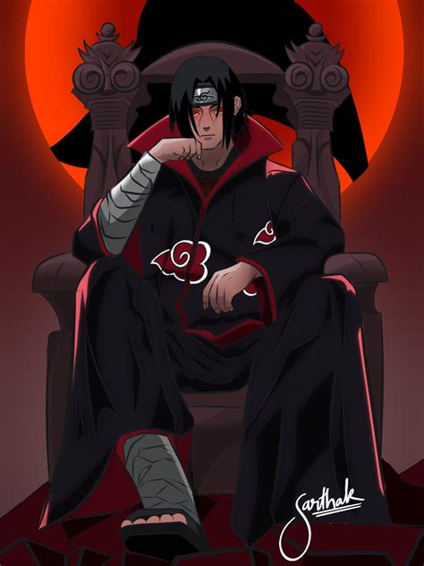 Ilustración de Itachi Uchiha explicando la verdad a Sasuke