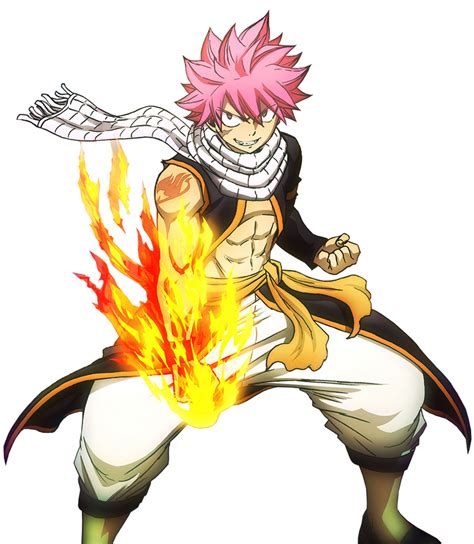 Ilustración de Natsu Dragneel en acción con su magia de fuego