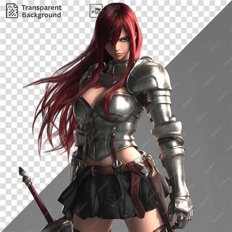 Erza Scarlet con su ojo artificial y su armadura