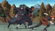 Obito luchando contra Fu y Torune