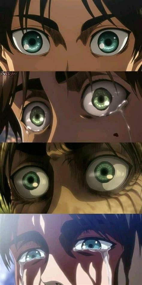 Comparativa de los ojos de Eren en el anime
