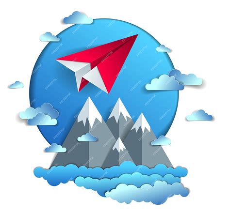 Ilustración de un avión de papel volando sobre un paisaje reflexivo