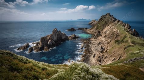 Paisaje del mundo exterior con océano y montañas