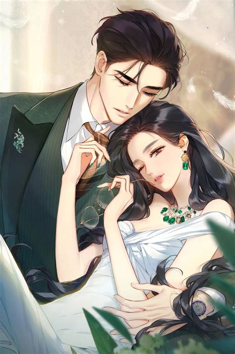 Ilustración de pareja de manhwa en un entorno romántico