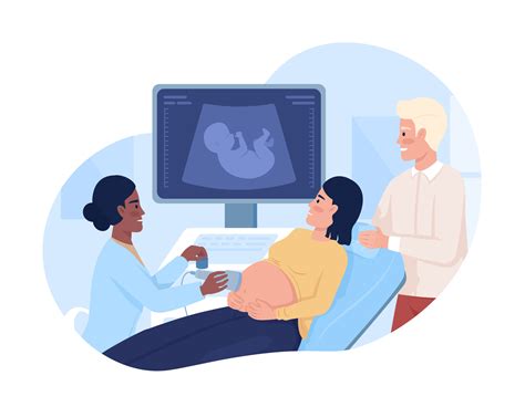 Ilustración de una consulta médica prenatal