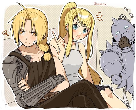 Edward Elric y Alphonse Elric con Winry Rockbell