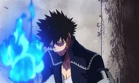 Dabi usando su quirk de fuego azul