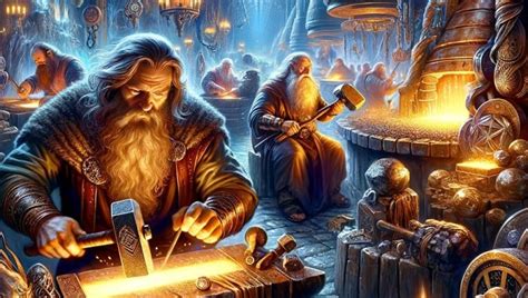 Enanos forjando una armadura antigua