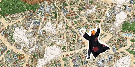 Representación de la invasión de Pain a Konoha