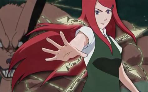 Kushina Uzumaki mostrando sus cadenas de chakra