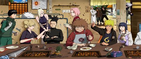 Naruto y sus amigos esperando a Hinata