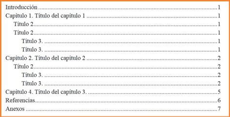 Ejemplo de tabla de contenido de un capítulo de manga