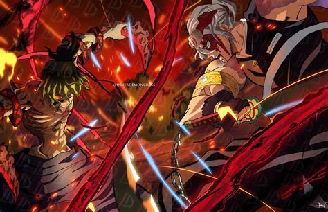 Ilustración de la batalla final contra Gyutaro y Daki, destacando el esfuerzo conjunto de los cazadores.