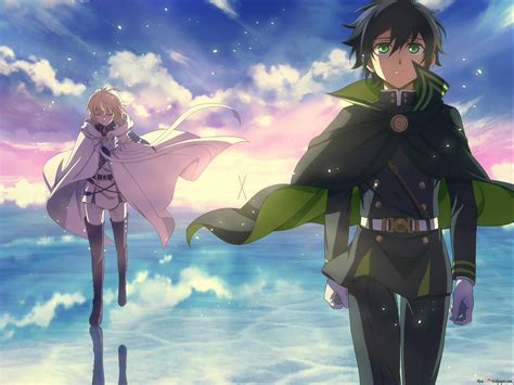 Ilustración de Yuichiro y Mikaela de Seraph of the End